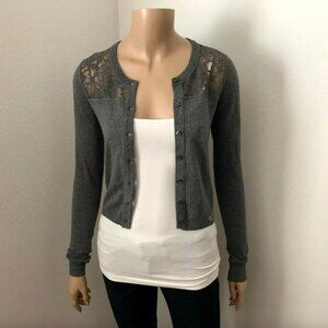 NWT Hollister Lace Cardigan Size XS Sweater Long Sleeves Dark Gray